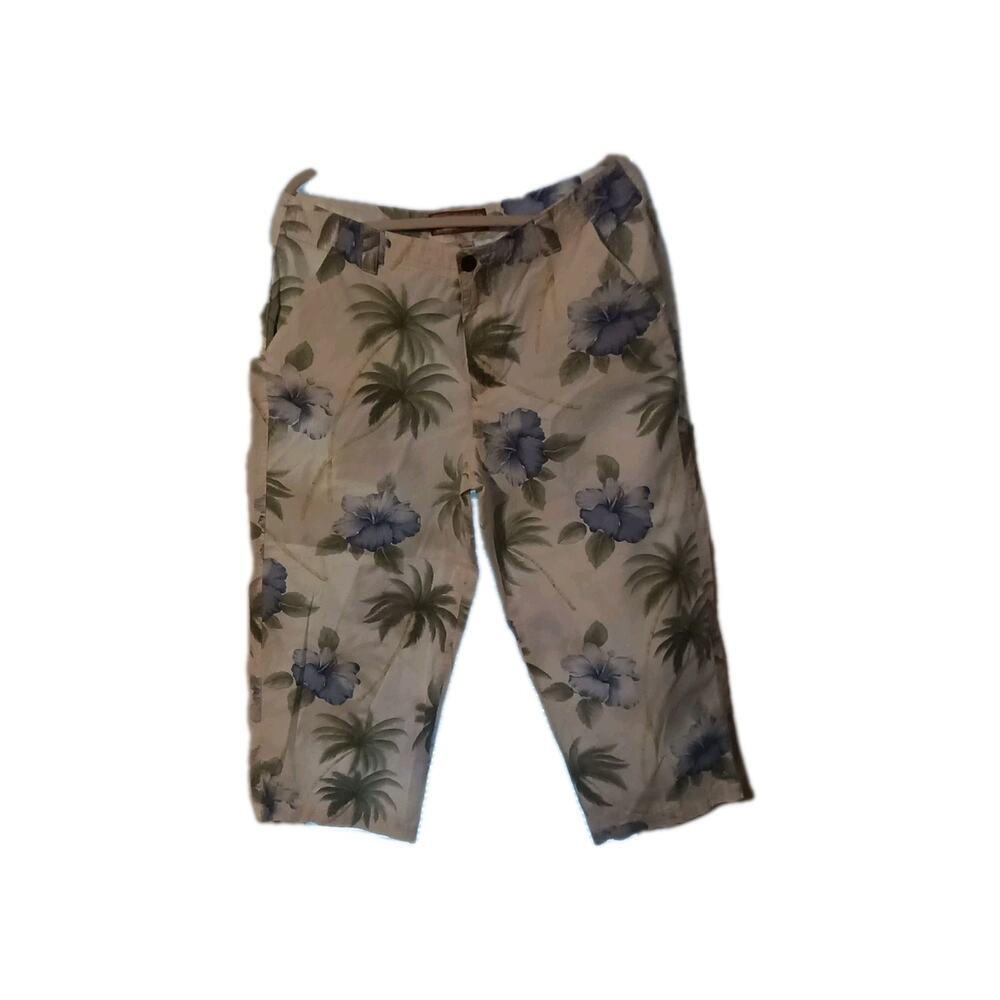 Caribbean Joe Women's Capri Pants Floral Cotton Sz. 14 Beach Summer Vacation